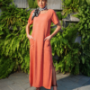 VESTIDO DE LINHO COM MANGA - 3821 - Thumbnail Image 3