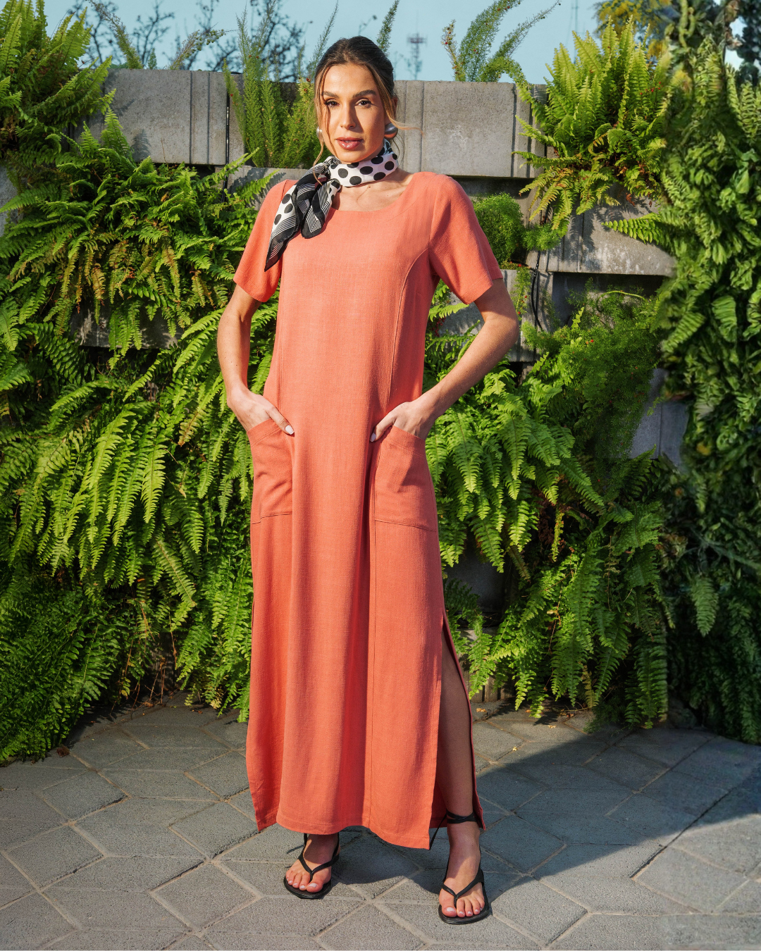 VESTIDO DE LINHO COM MANGA - 3821 - Imagem 3