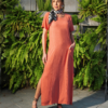 VESTIDO DE LINHO COM MANGA - 3821 - Thumbnail Image 4