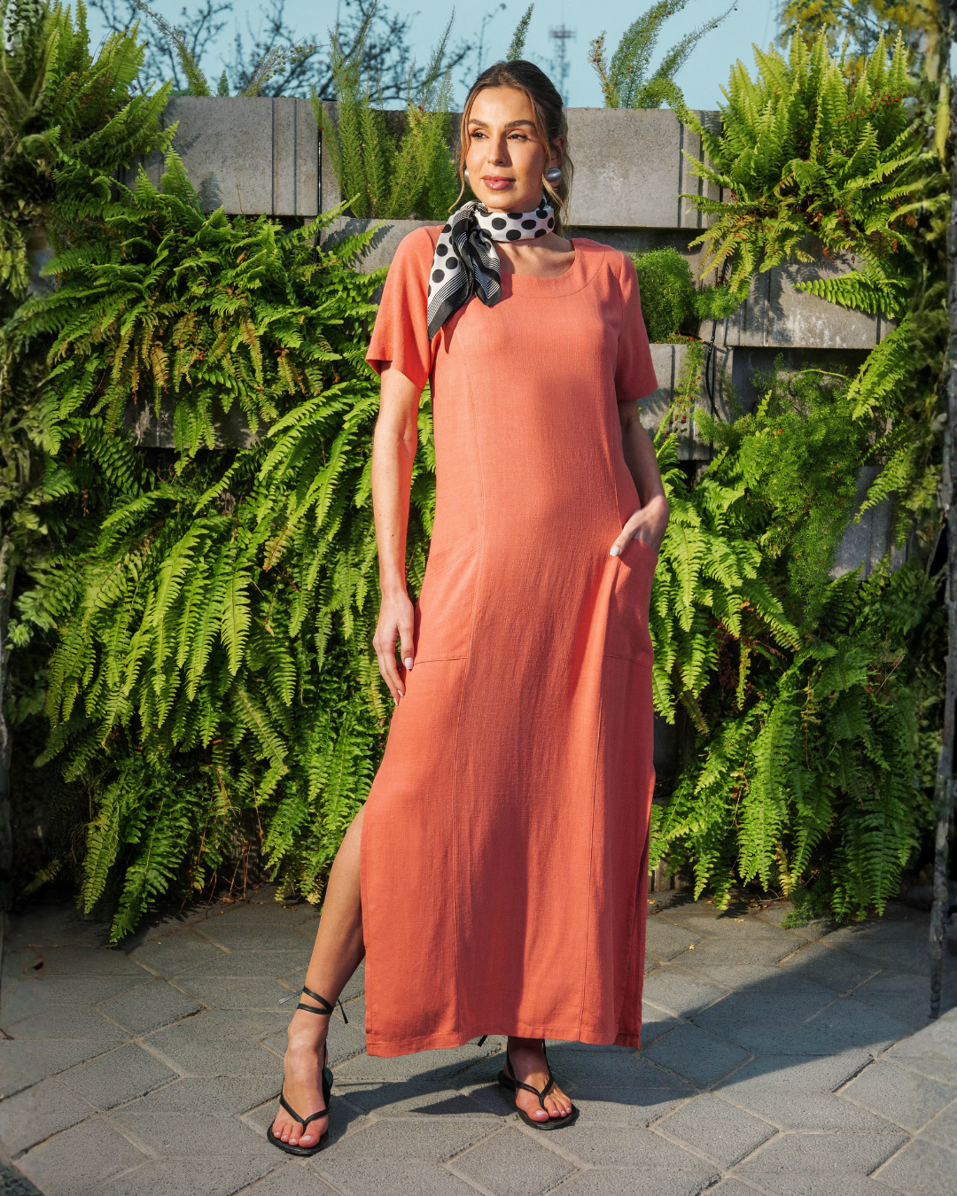 VESTIDO DE LINHO COM MANGA - 3821 - Imagem 4